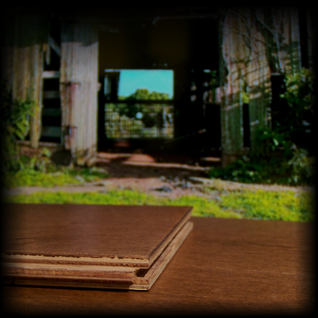 Profile view of Engineered Flooring with old barn in background