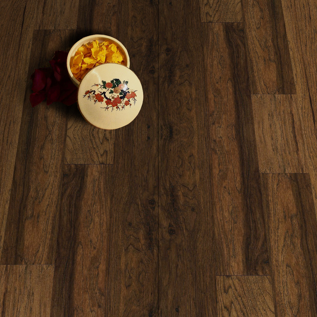 Woodhouse, Parkland, Forest Hickory Wood Floor with with dried rose petals