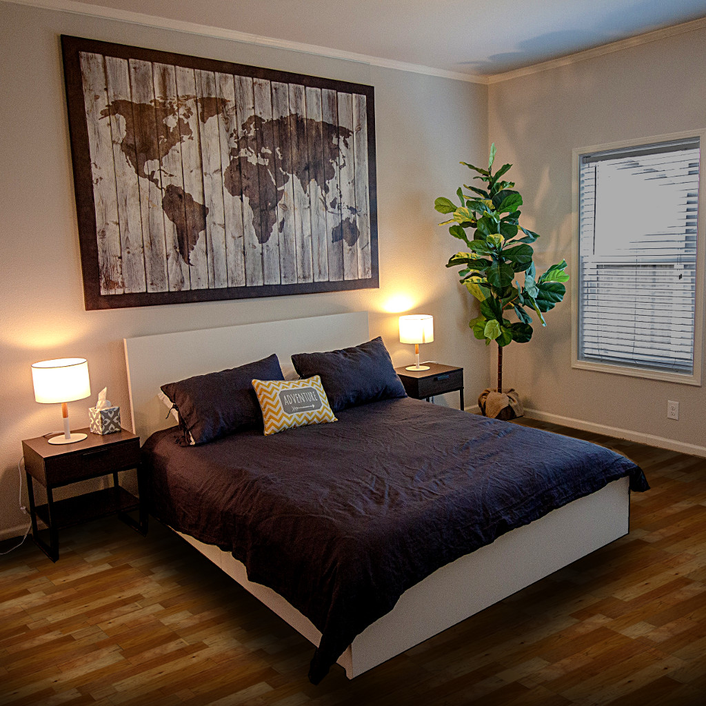 Woodhouse, Parkland, Highland Hickory Wood Floor shown in a bedroom