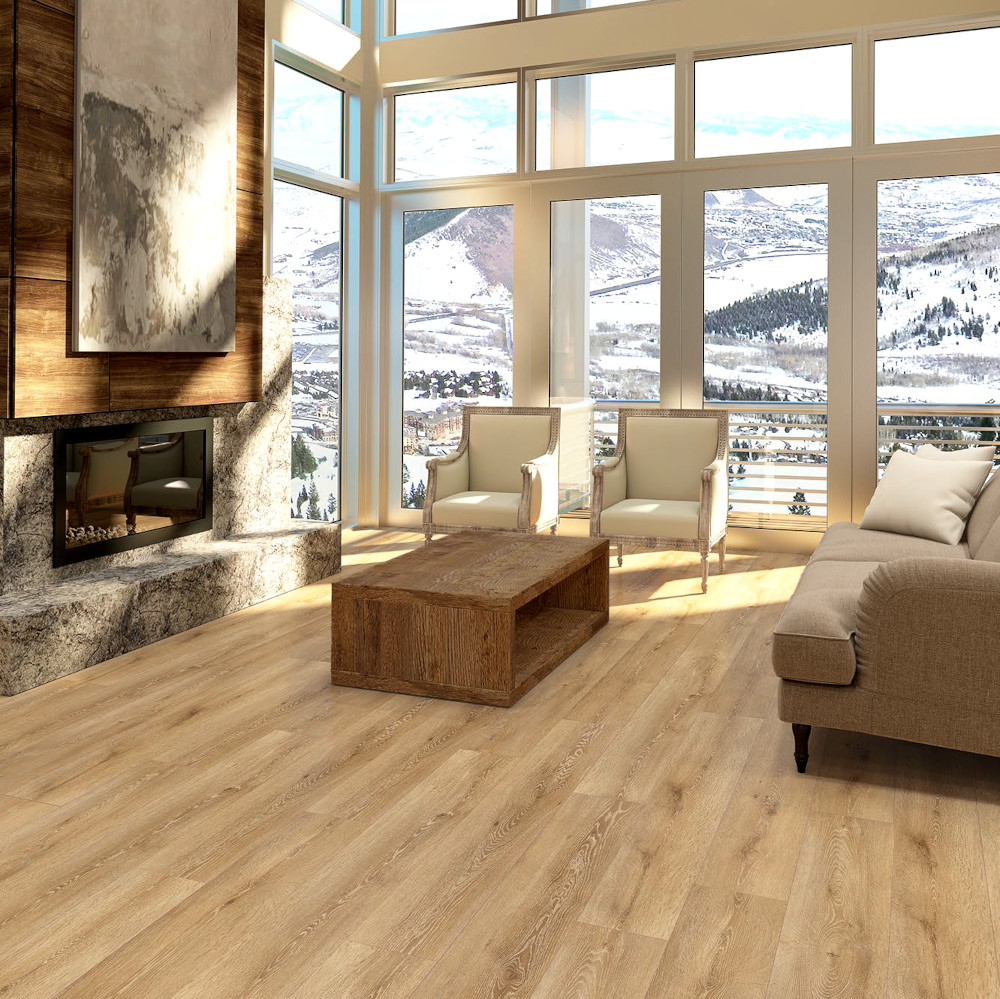 WoodHouse Pacific Winds Cut Creek laminate floor in a great room