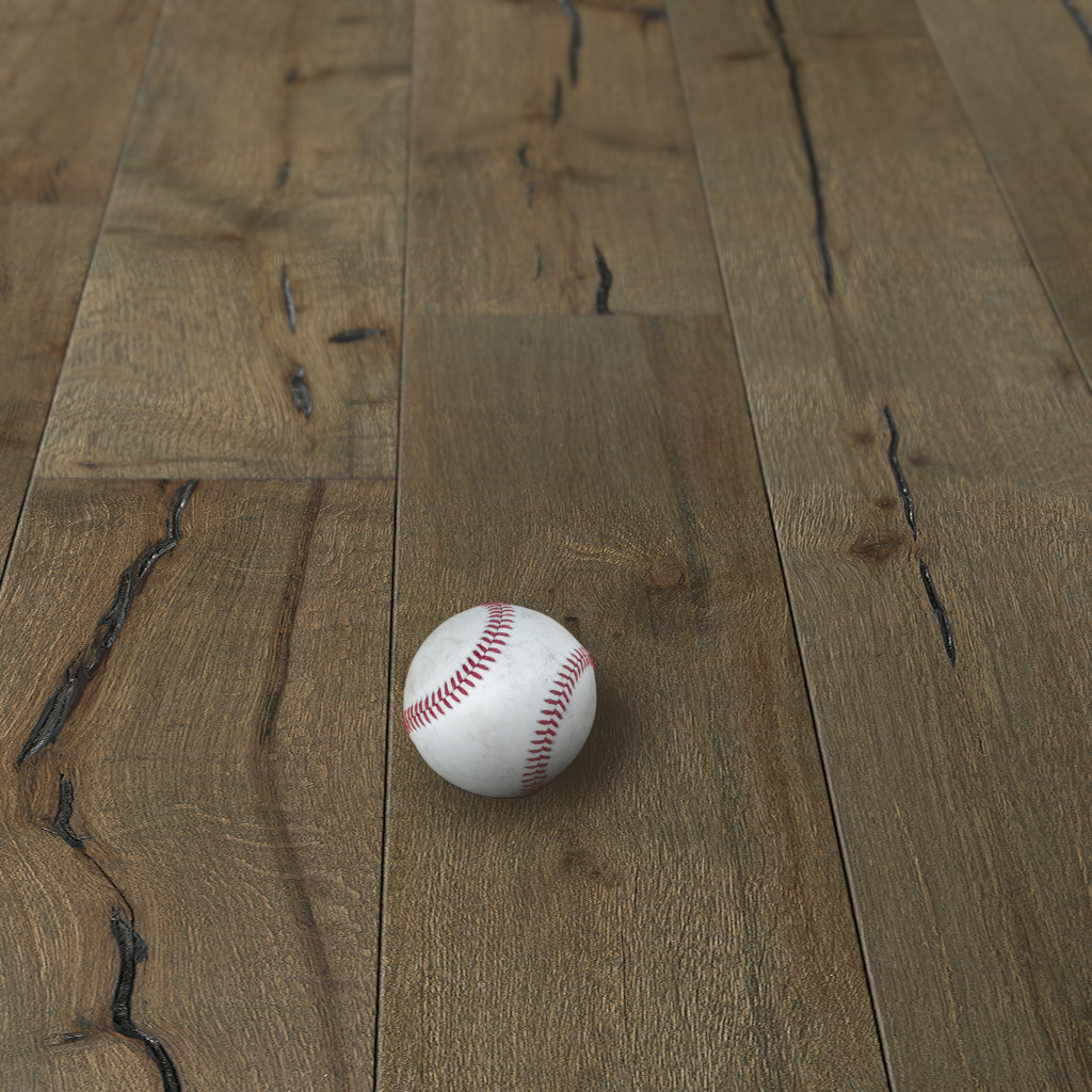 Woodhouse, Patriot Collection, Belmont wihte oak engineered wood floor shown with a baseball