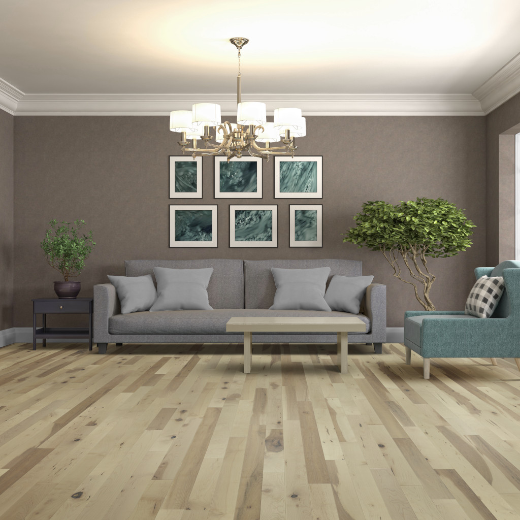 WoodHouse, Frontenac, Lancaster solid maple wood floor shown in a living room